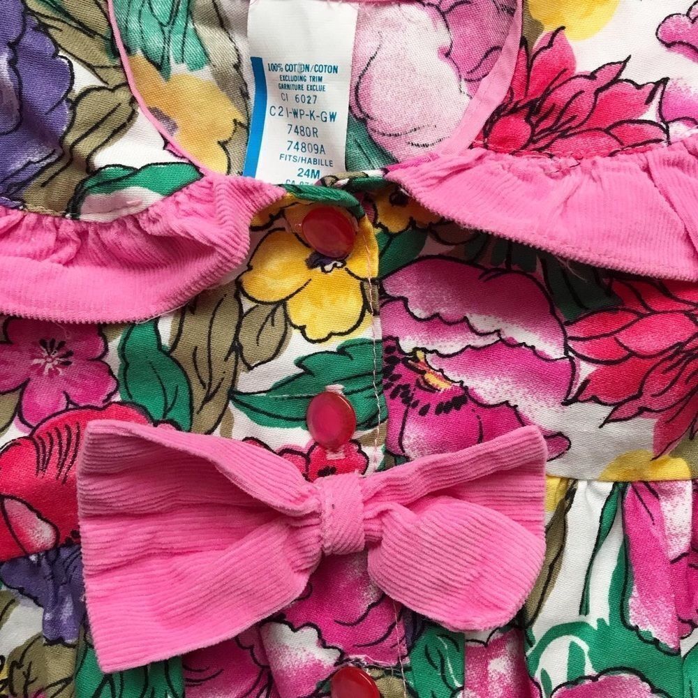 Vintage Floral print ruffle collar jumpsuit EUC 24 months - Picture 3 of 11